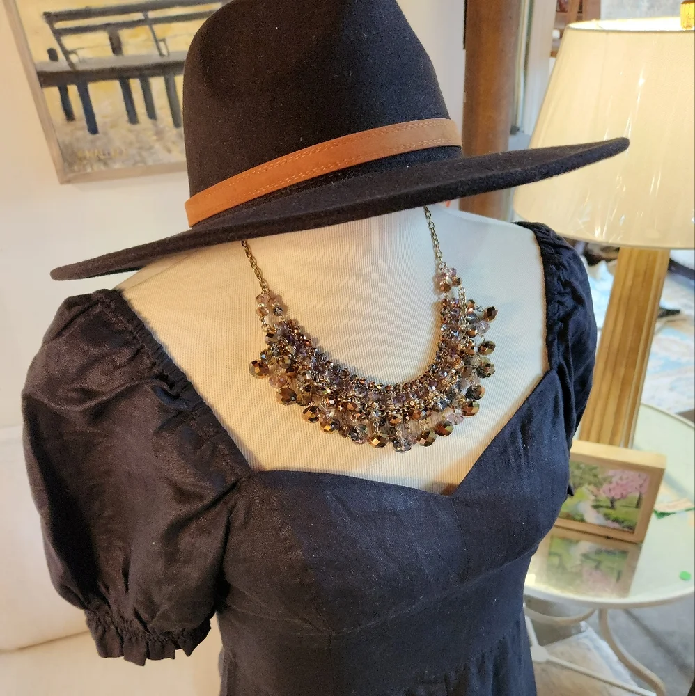 Aurora Borealis Multicolor Crystal Beaded Statement Necklace - Picture 9 of 17